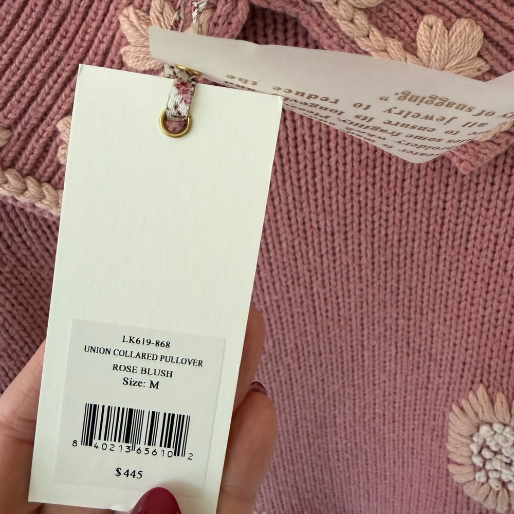 LoveShackFancy Dusty Pink Floral Sweater - Picture 3 of 4